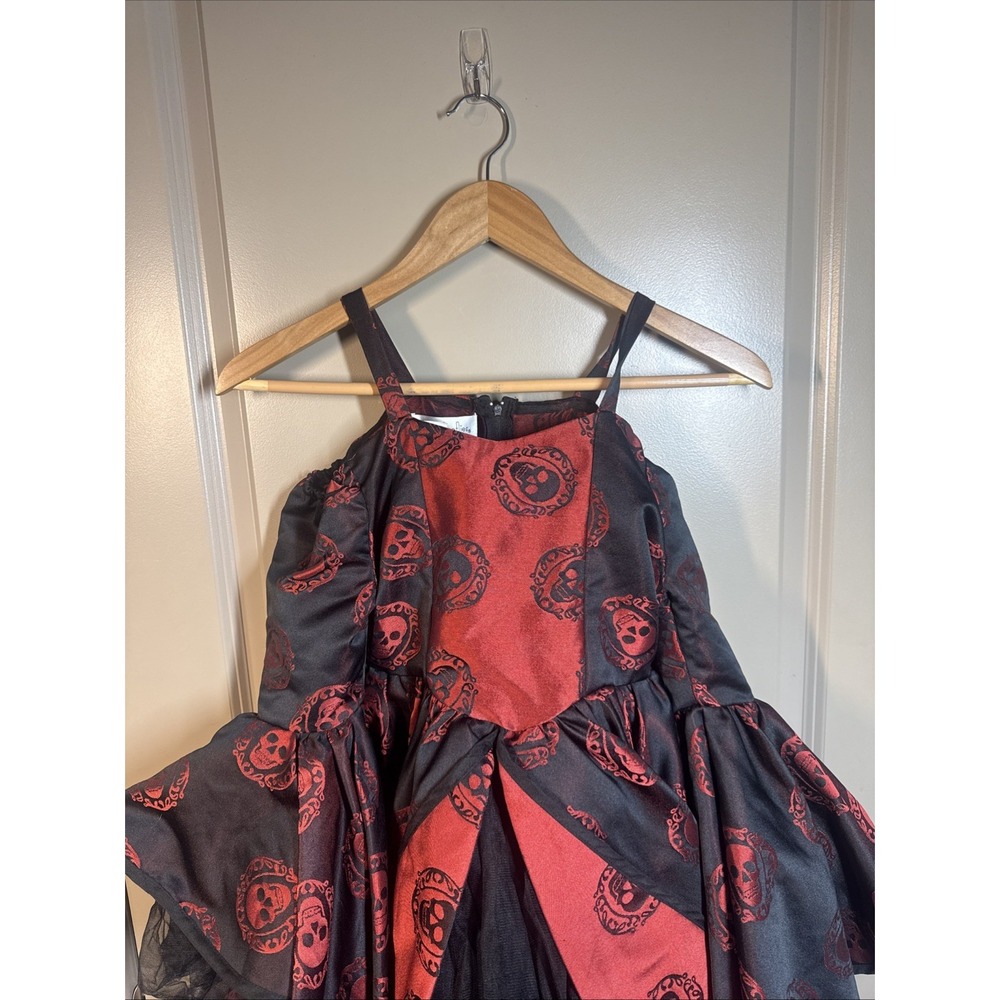 Chasing Fireflies Girls Costume Dress Skulls Red Black SZ 8